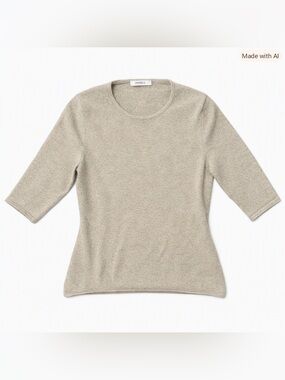 Kordan K 100% Cashmere Sweater Beige Oatmeal Crewneck Made in Mongolia M